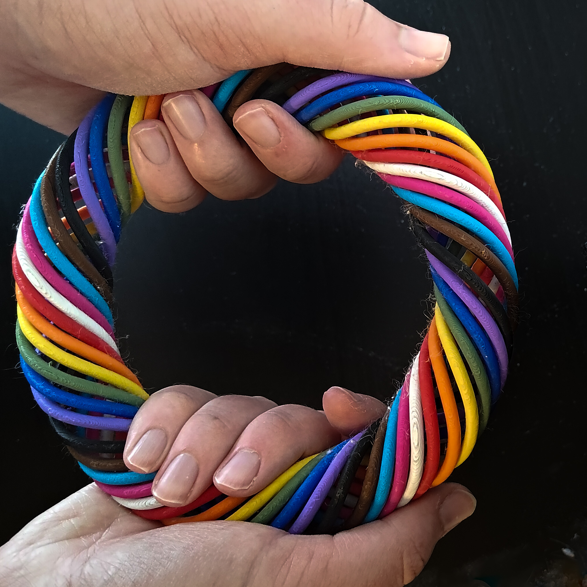 me holding the braid; it fits comfortably in my hands